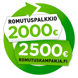 Romutuskampanja romutuspalkkio logo 2025-2026-2027